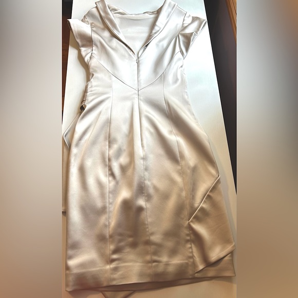 Karen Millen Formal Satin Midi Dress Like New Sz 6 - Picture 5 of 8